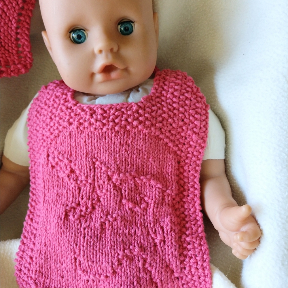 Hand Crafted Baby Bib Set Washcloth Unicorn Rose Cotton Knit Dorm Decor - Picture 3 of 9